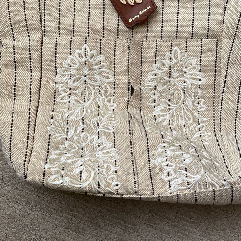 Tommy Bahama Beige Striped Purse/Tote - Picture 2 of 11